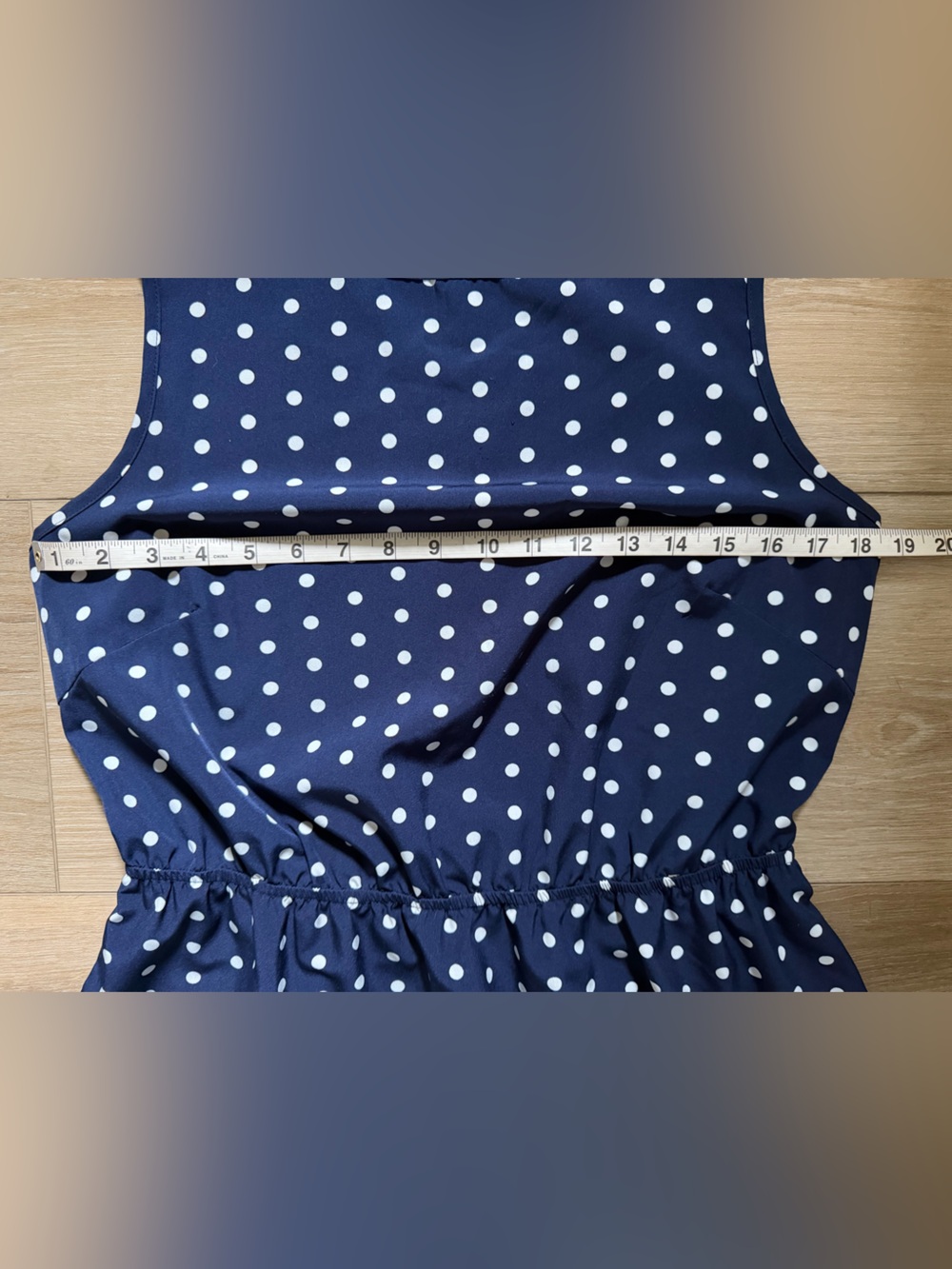 SHEIN Navy Polka Dot Sleeveless Ruffle Hem Maxi Dress EUC - Picture 2 of 5